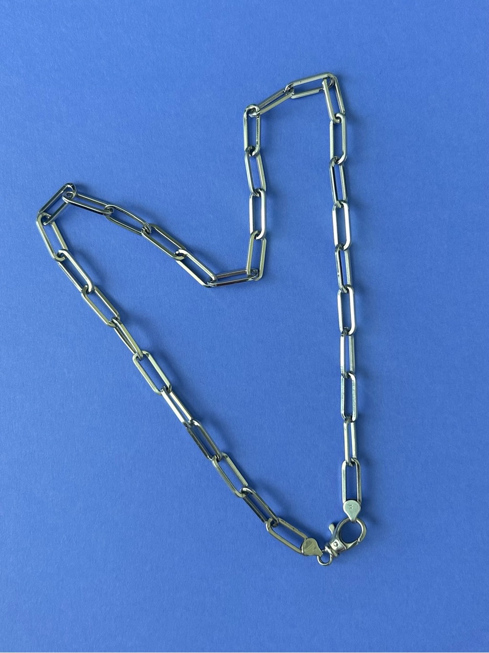 Sterling Silver Paperclip Long Link Necklace - 20 Inch Chain Vintage! - Picture 1 of 11